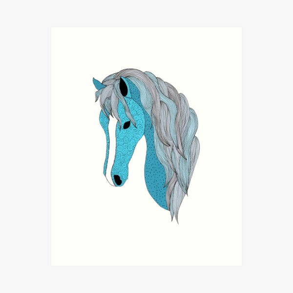 Blue Pony 3 - Blue Lagoon Art Print