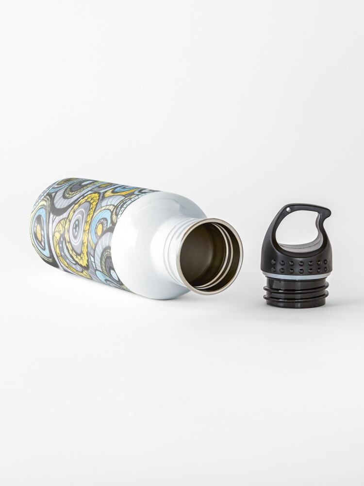 Alternate view of Zen circles I abstract round watercolor shapes with ink doodles Water Bottle