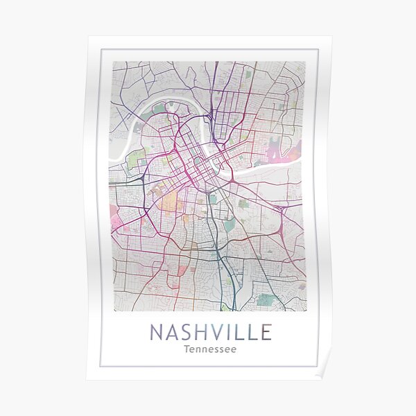 Nashville Map, USA City Tennessee, Travel, Traveler Gift Poster