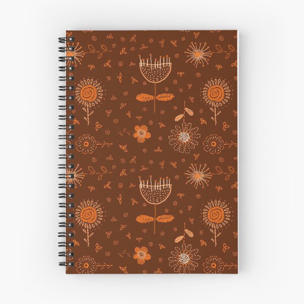 Item preview, orange flowers brown pattern designed and sold by FVO-italydesign.