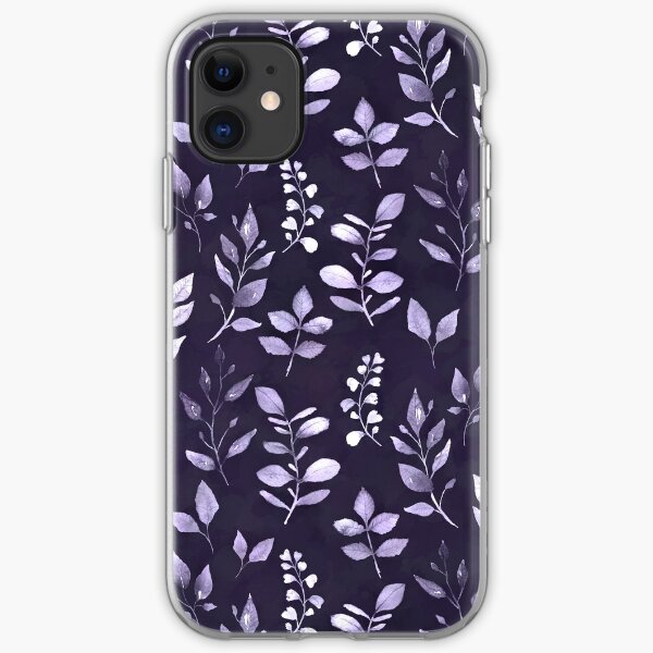 Dainty Leaves Purple Pattern iPhone Soft Case