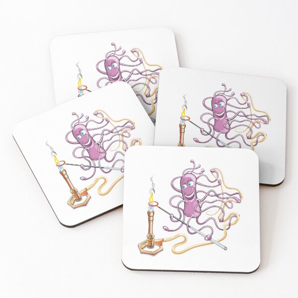 Item preview, Cute Microbiology Cartoon - Purple Bacteria Microbe holding inoculating loop over bunsen burner flame designed and sold by Zit-Zat-Zot.