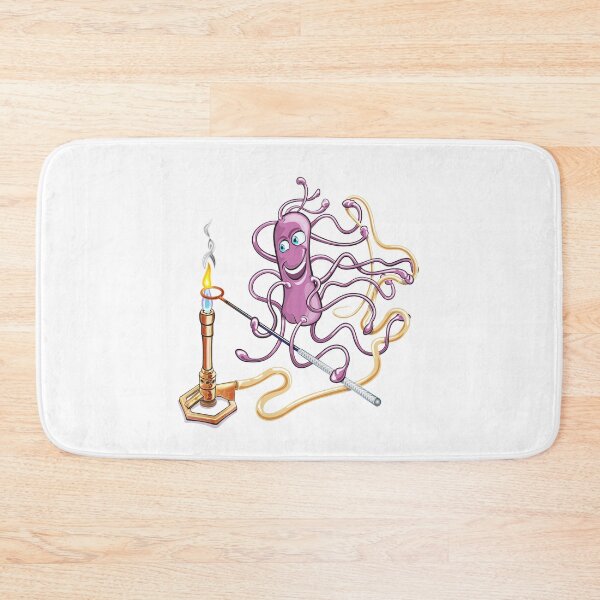Item preview, Cute Microbiology Cartoon - Purple Bacteria Microbe holding inoculating loop over bunsen burner flame designed and sold by Zit-Zat-Zot.