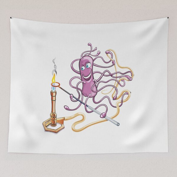 Item preview, Cute Microbiology Cartoon - Purple Bacteria Microbe holding inoculating loop over bunsen burner flame designed and sold by Zit-Zat-Zot.