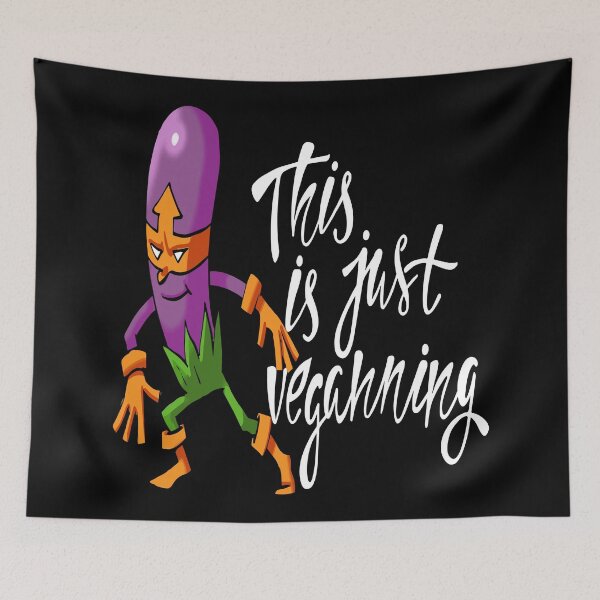 Item preview, This is Just Veganning Purple Eggplant Foodietoon Superhero Aubergine Brinjal designed and sold by ProjectX23.