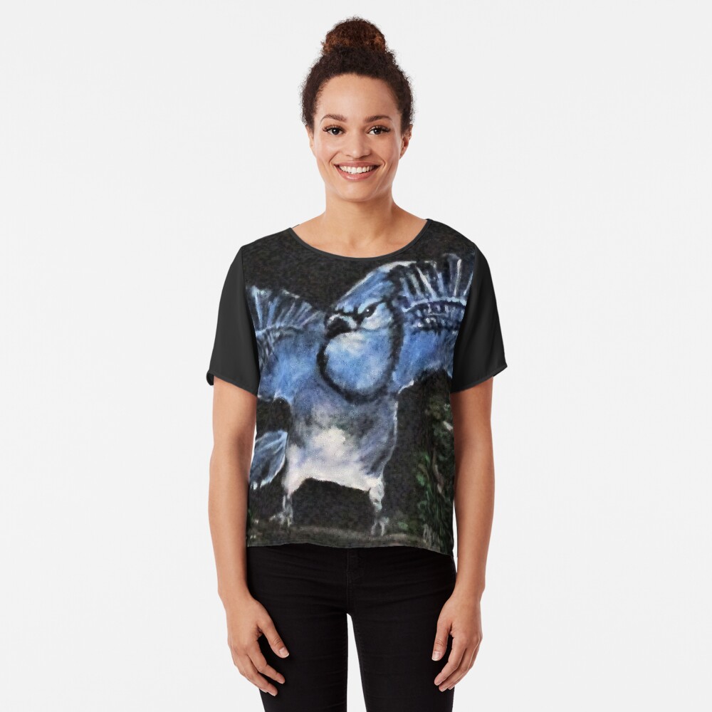 Angry Blue Jay Chiffon Top