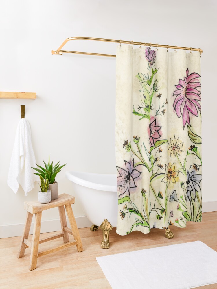 Thumbnail 3 of 5, Shower Curtain, Wild Wildflowers designed and sold by Annie Mason.