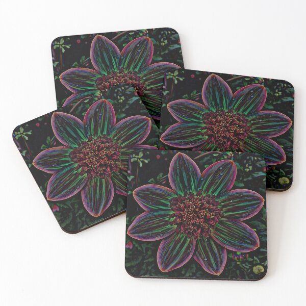 Item preview, Anemone Dahlia Neon Lines Single designed and sold by RainbowBean.