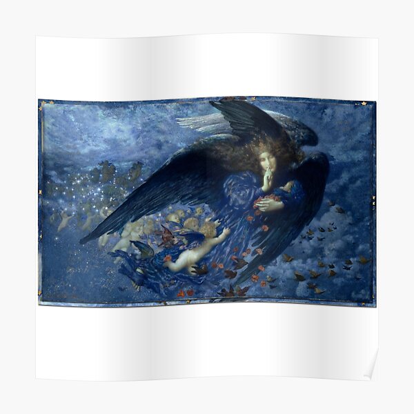 Blue And Gold Night And Her Train Of Stars Art Poster