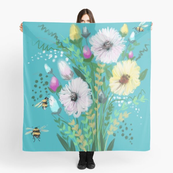 Turquoise flower Meadow Scarf