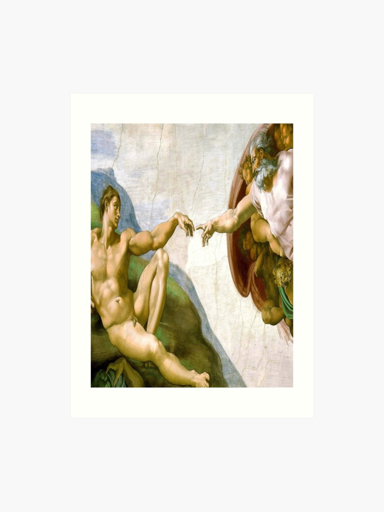 Touch Of God The Creation Of Adam Expanded Close Up Michelangelo 1510 Genesis Ceiling Sistine Chapel Rome Art Print