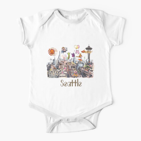 POP ART Crazy City of Seattle Short Sleeve Baby One-Piece