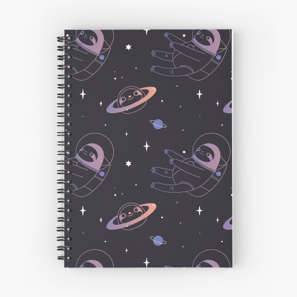 Item preview, Astro sloth and planet sloth pattern in black background  designed and sold by Miri-Noristudio.