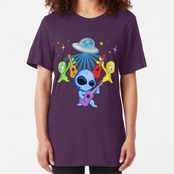 Ukulaliens Ukulele Club Coloured Logo Slim Fit T-Shirt