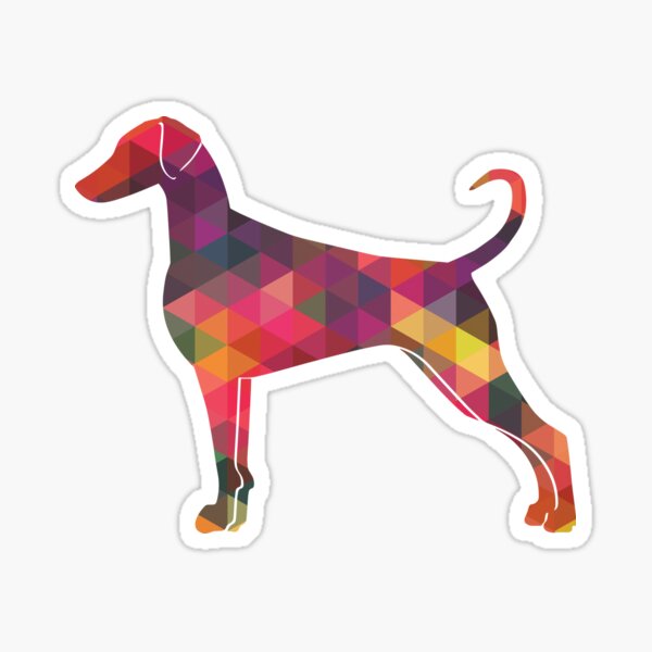 Doberman Pinscher - Natural Ears Dog Breed Geometric Pattern Silhouette Multi Sticker