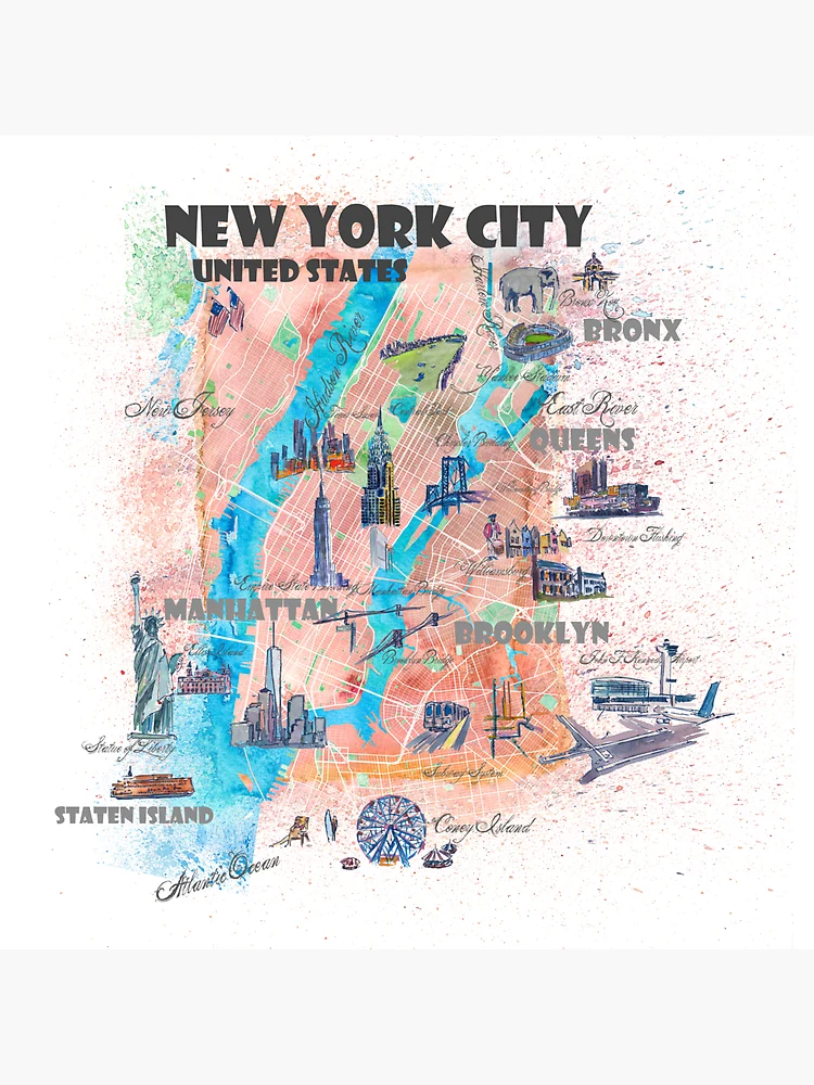 Sticker Seamless new york manhattan city travel map illustration 