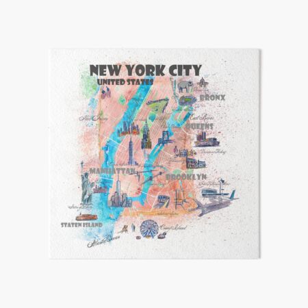 Artikel-Vorschau von New York City Reiseposterkarte mit Straßenkarte und Highlights, designt und verkauft von artshop77.