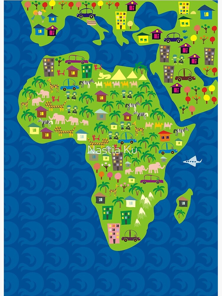 Cartoon Map Of Africa   Flat,750x,075,f Pad,750x1000,f8f8f8 