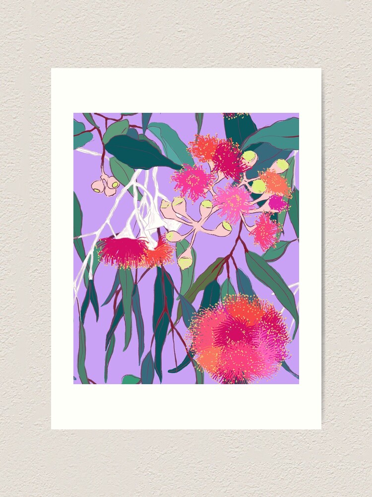 Alternate view of Australian Gumnut Eucalyptus Floral in Lilac Orchid Art Print