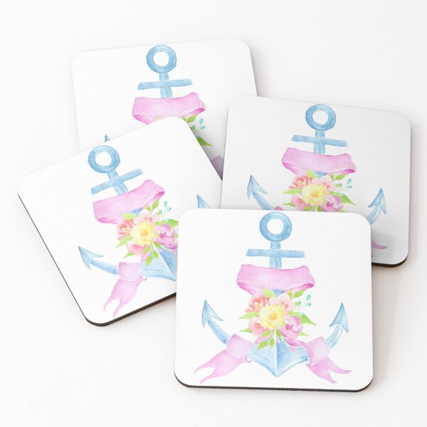 Item preview, Watercolor anchor with flowers and ribbon  designed and sold by cornercroft.