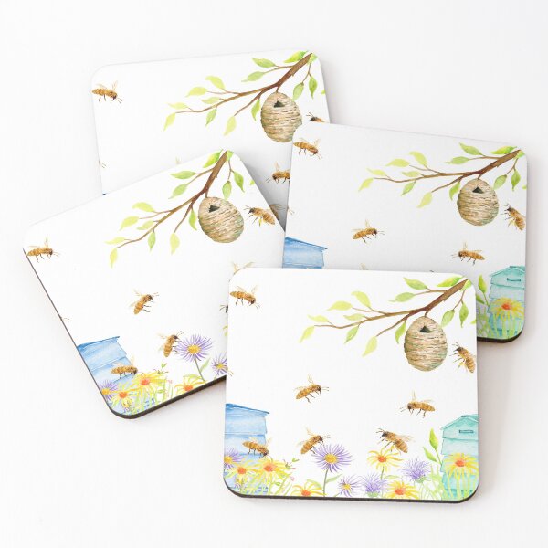 Item preview, Acuarela de abejas y colmena de abejas designed and sold by cornercroft.