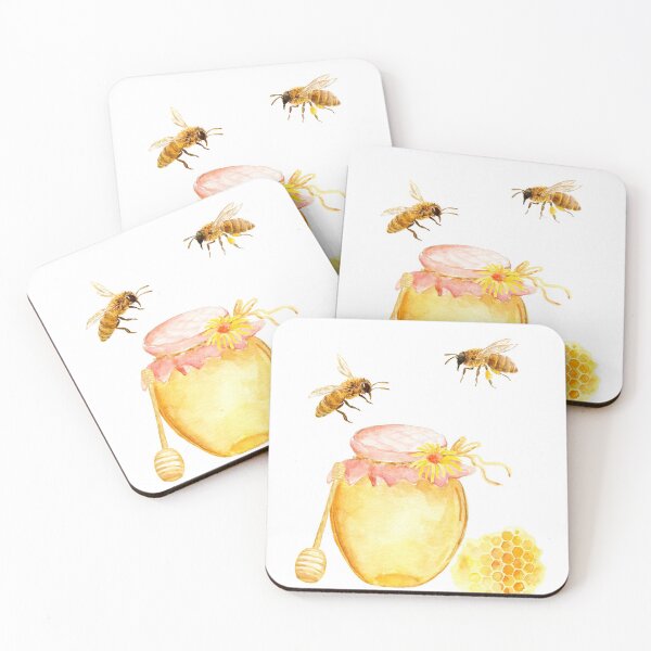 Item preview, Watercolor bees, honey pot and honeycomb designed and sold by cornercroft.