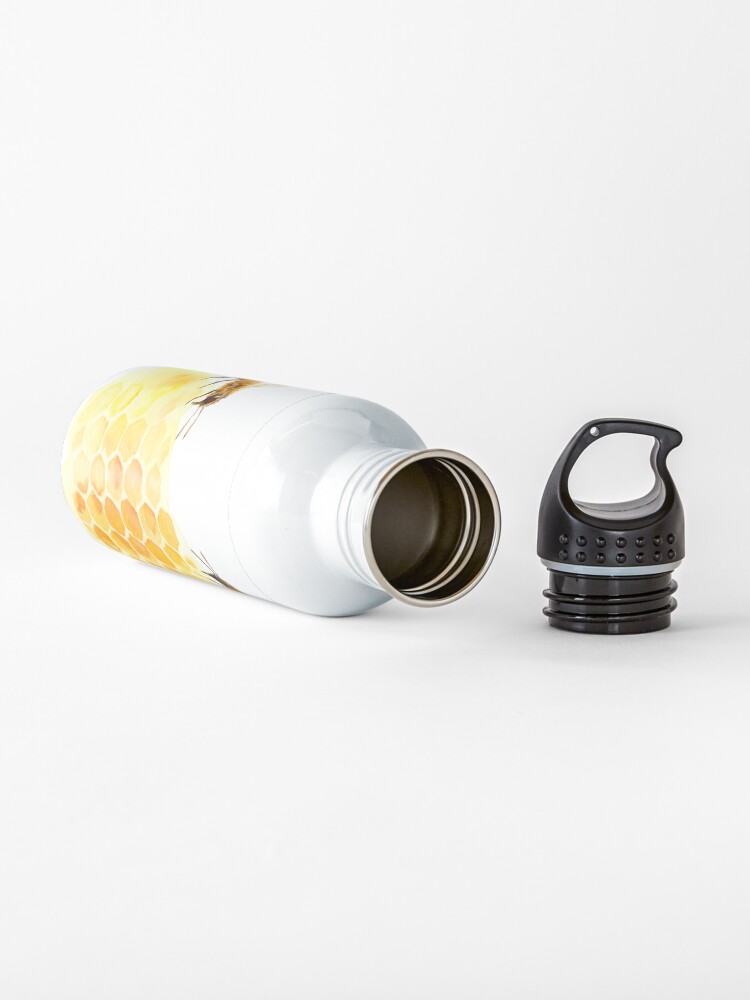 Alternate view of Watercolor illustration of bee on honeycomb Water Bottle