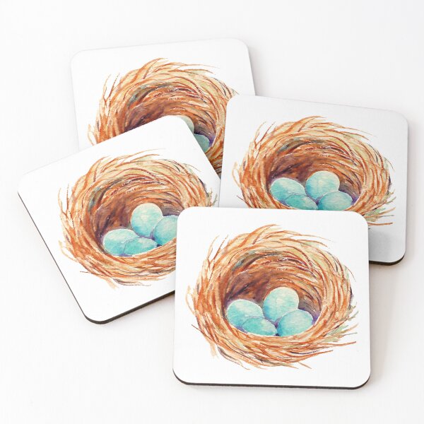 Item preview, Watercolor illustration of bird nest designed and sold by cornercroft.