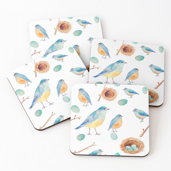 Item preview, Watercolor blue birds and blue eggs seamless pattern designed and sold by cornercroft.