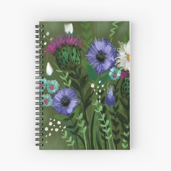 Green Thistle Bouquet Spiral Notebook