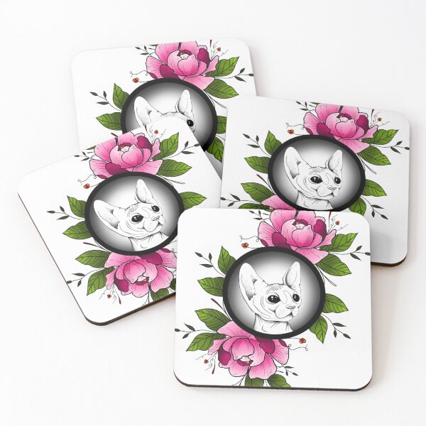 Item preview, Sphynx cat framed in flowers designed and sold by Zoe Bledsoe.