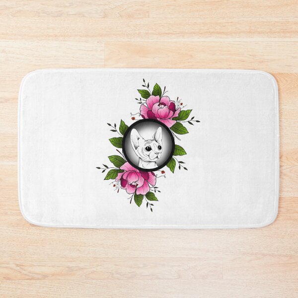 Item preview, Sphynx cat framed in flowers designed and sold by Zoe Bledsoe.
