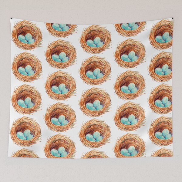 Item preview, Watercolor illustration of bird nest designed and sold by cornercroft.