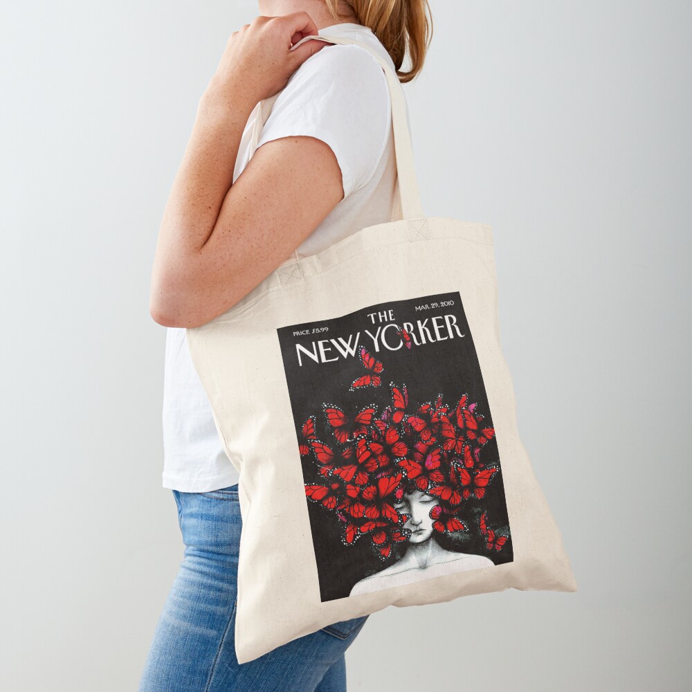 NEW YORKER : Vintage Monarch Butterfly Magazine Print Tote Bag