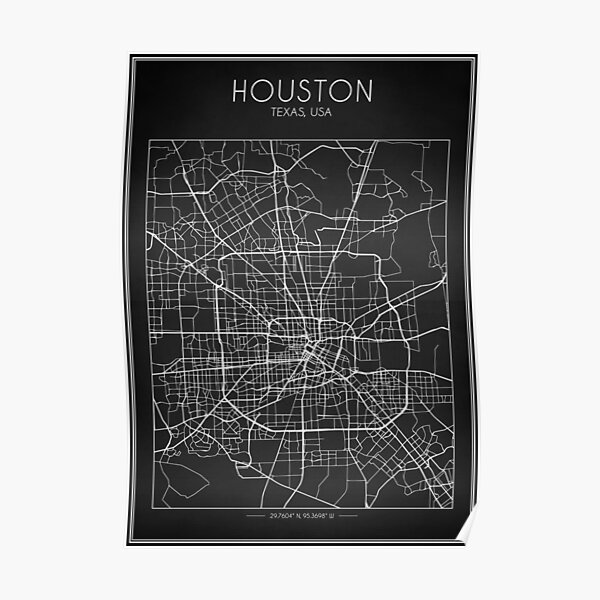 Houston Map Poster For Sale By Innasoyturk Redbubble   Poster,504x498,f8f8f8 Pad,600x600,f8f8f8 