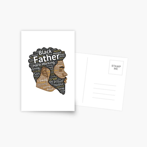 Black Father African American Words in Afro Hair Postcard