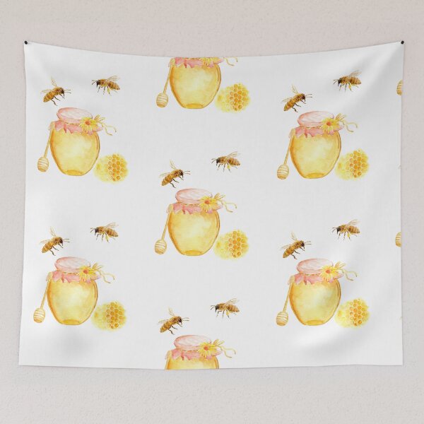 Item preview, Watercolor bees, honey pot and honeycomb designed and sold by cornercroft.
