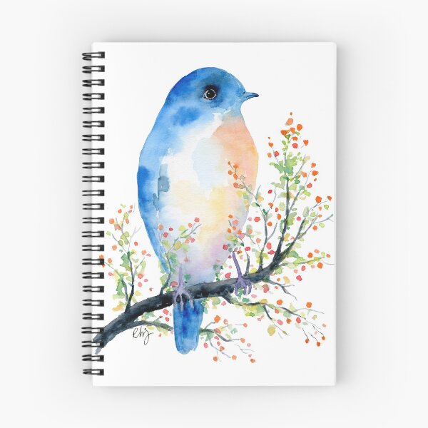 Item preview, Watercolor Blue Bird on Berry Branch designed and sold by cornercroft.