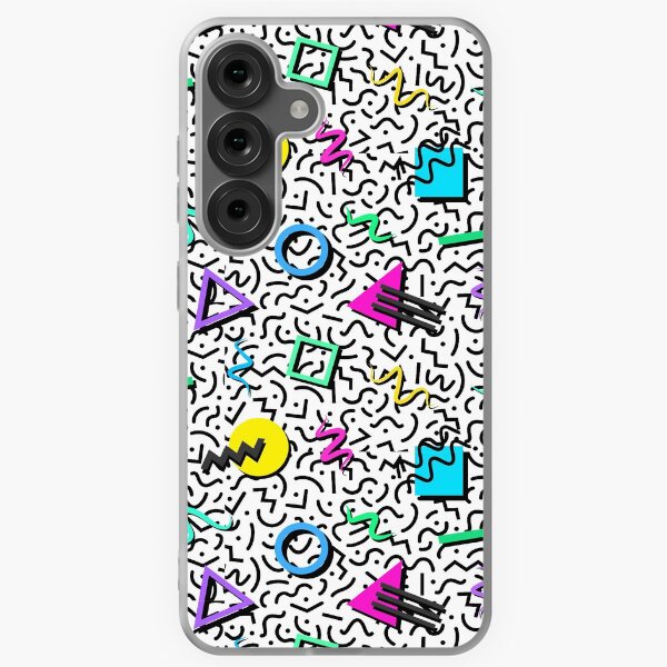 Item preview, 90s Kid Aesthetic Repeating Pattern ~ Nineties Abstract Shapes and Lines over Black and White Background designed and sold by Neon-Wolf.