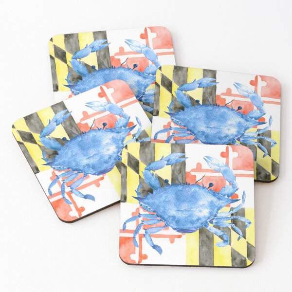 Item preview, Watercolor Maryland Flag and Blue Crab designed and sold by cornercroft.