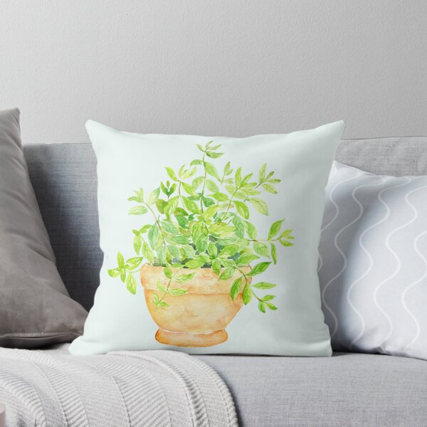 Item preview, Watercolour herb mint in pot designed and sold by cornercroft.