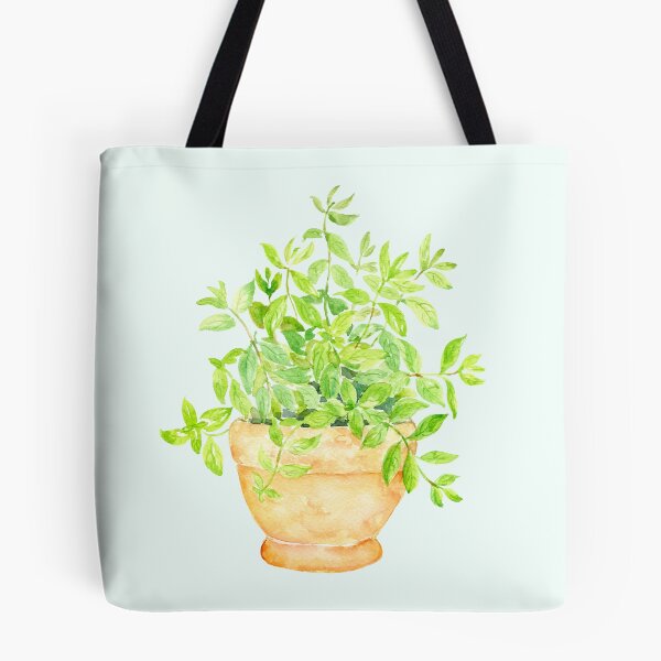 Item preview, Watercolour herb mint in pot designed and sold by cornercroft.