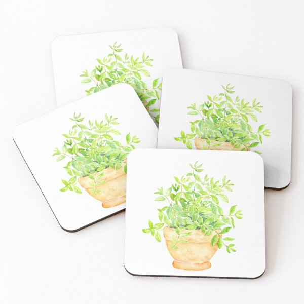 Item preview, Watercolour herb mint in pot designed and sold by cornercroft.