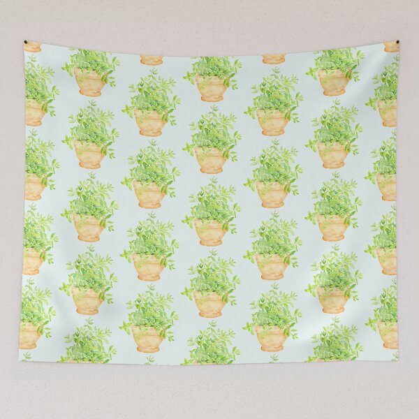 Item preview, Watercolour herb mint in pot designed and sold by cornercroft.