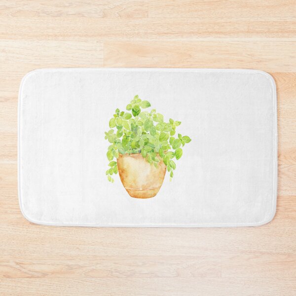 Item preview, Watercolor herb basil in pot designed and sold by cornercroft.