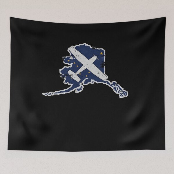 Item preview, Alaska State Silhouette and Flag Pilot C-172 Skyhawk Vintage designed and sold by RealPilotDesign.