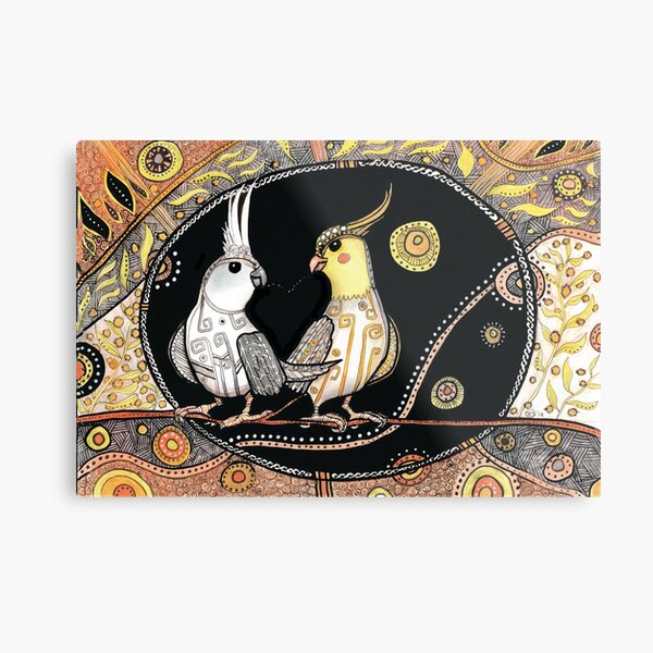 Mintie and Mango cockatiels Metal Print