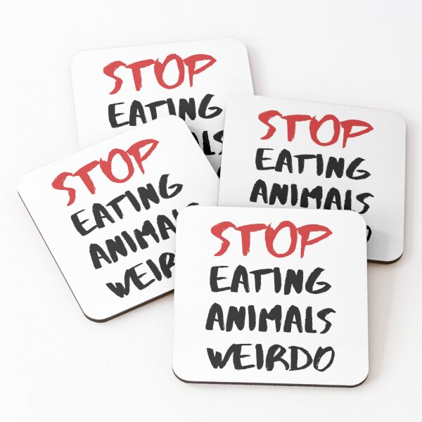 Item preview, STOP EATING ANIMALS WEIRDO – Red and Black Lettering designed and sold by Susan Prolman.