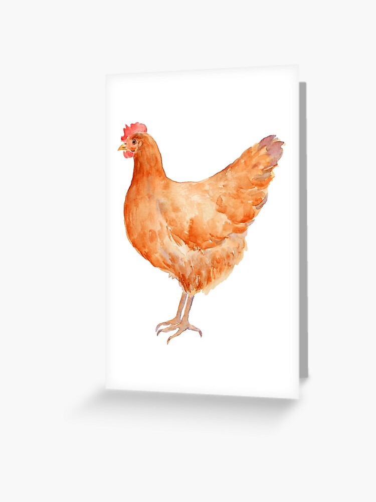 Chicken fine art print in watercolour Poule greeting Card Hen