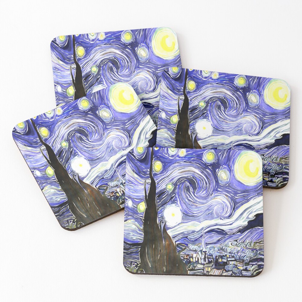 Vincent Van Gogh Paintings Starry Night Coasters (Set of 4)